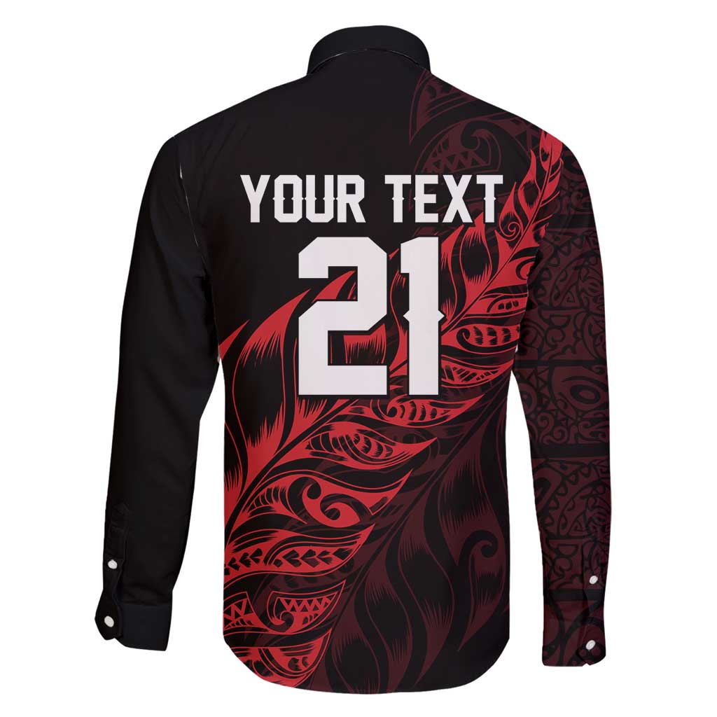 New Zealand Lawn Bowls Custom Family Matching Off Shoulder Maxi Dress and Hawaiian Shirt Red Maori Warrior Tribal Silver Fern - Polynesian Pride