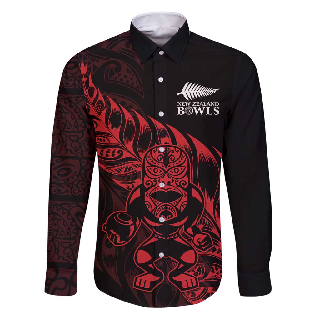 New Zealand Lawn Bowls Custom Family Matching Puletasi and Hawaiian Shirt Red Maori Warrior Tribal Silver Fern - Polynesian Pride