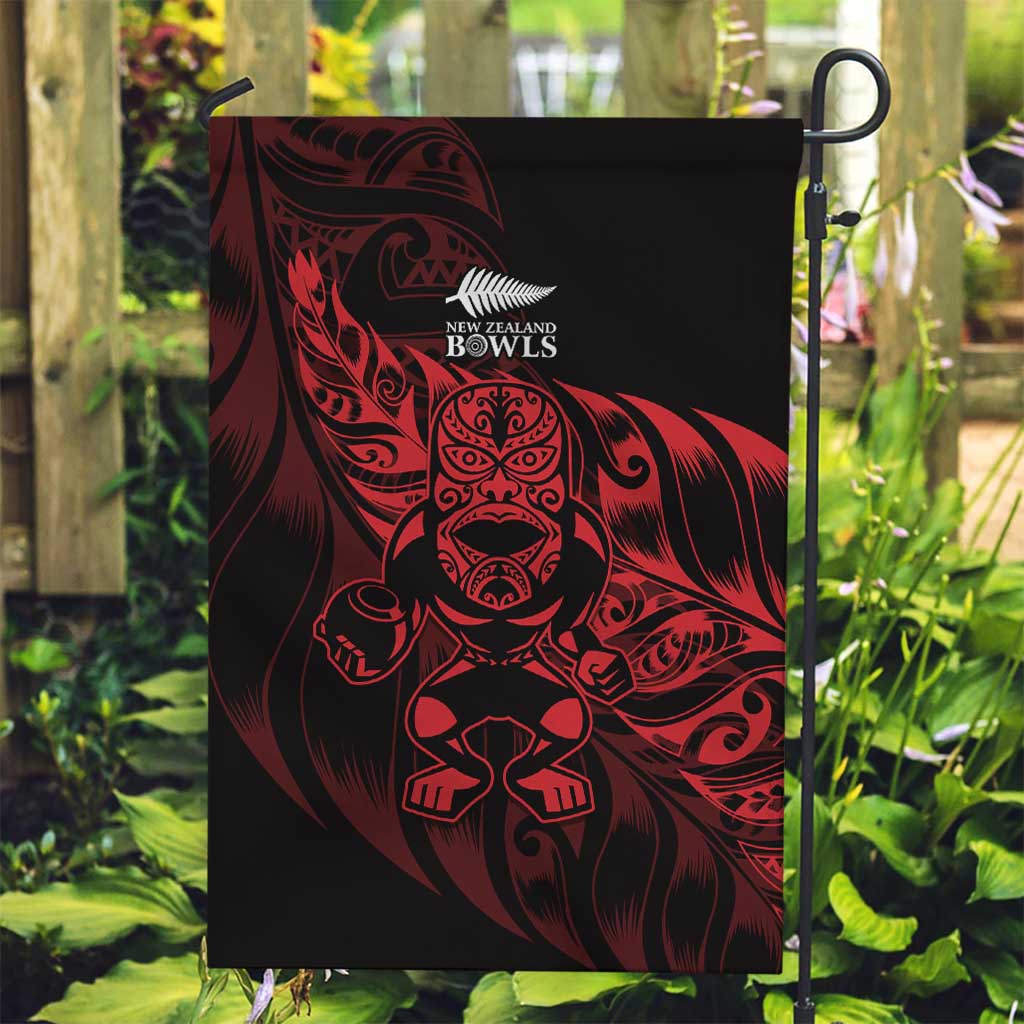 New Zealand Lawn Bowls Garden Flag Red Maori Warrior Tribal Silver Fern - Polynesian Pride