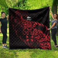 New Zealand Lawn Bowls Quilt Red Maori Warrior Tribal Silver Fern - Polynesian Pride