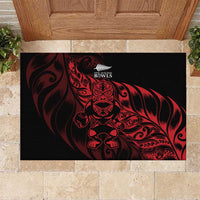 New Zealand Lawn Bowls Rubber Doormat Red Maori Warrior Tribal Silver Fern - Polynesian Pride