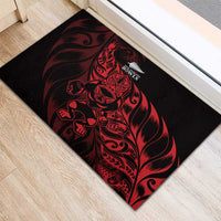 New Zealand Lawn Bowls Rubber Doormat Red Maori Warrior Tribal Silver Fern - Polynesian Pride