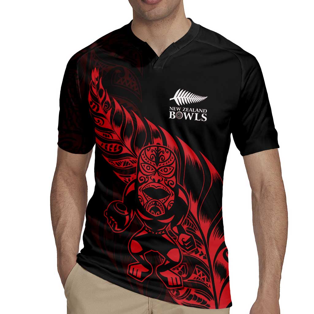 New Zealand Lawn Bowls Custom Rugby Jersey Red Maori Warrior Tribal Silver Fern - Polynesian Pride