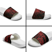 New Zealand Lawn Bowls Slide Sandals Red Maori Warrior Tribal Silver Fern - Polynesian Pride