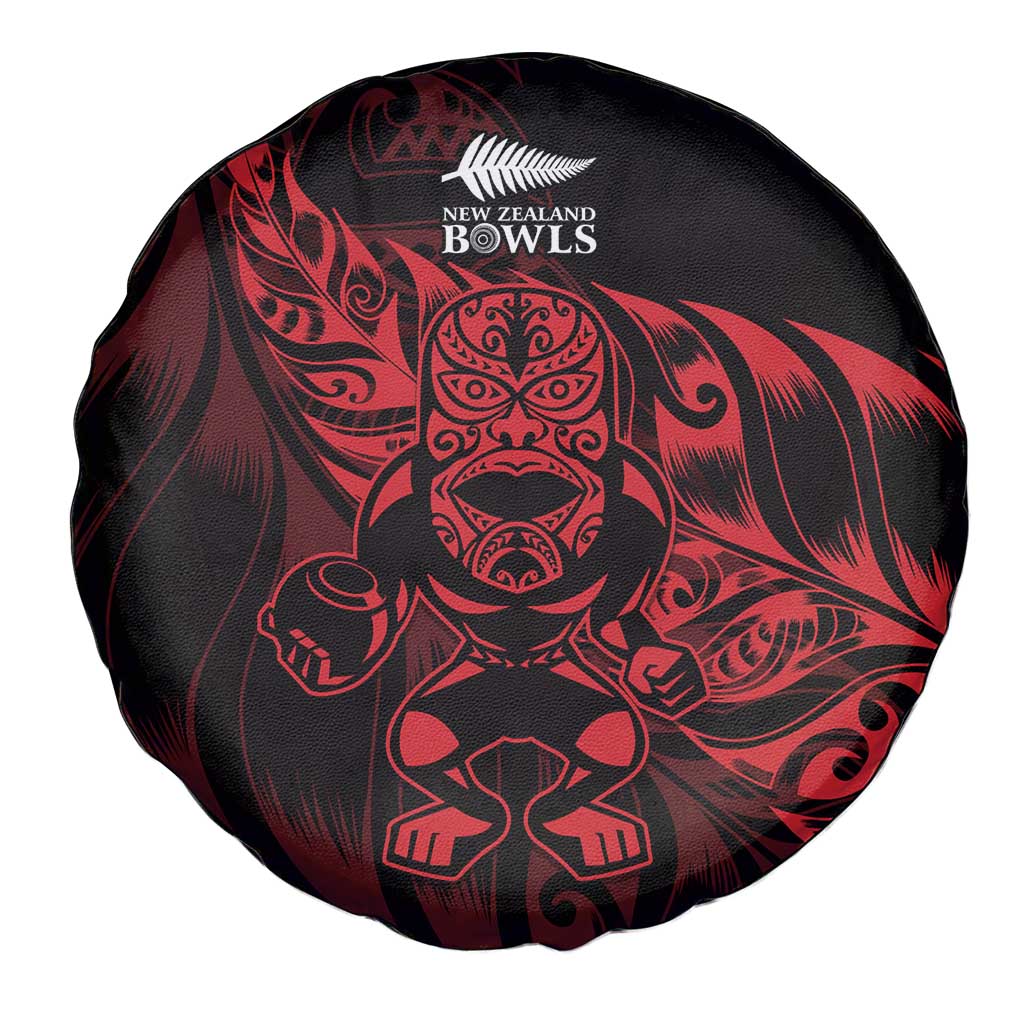 New Zealand Lawn Bowls Spare Tire Cover Red Maori Warrior Tribal Silver Fern - Polynesian Pride