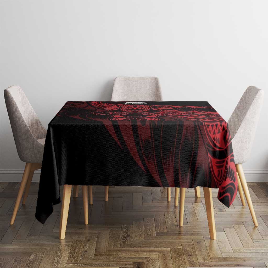 New Zealand Lawn Bowls Tablecloth Red Maori Warrior Tribal Silver Fern - Polynesian Pride