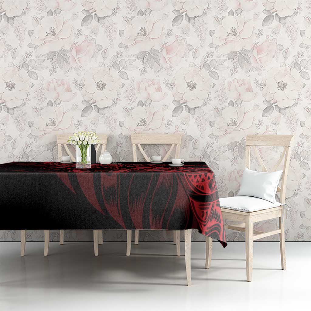 New Zealand Lawn Bowls Tablecloth Red Maori Warrior Tribal Silver Fern - Polynesian Pride