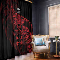 New Zealand Lawn Bowls Window Curtain Red Maori Warrior Tribal Silver Fern - Polynesian Pride