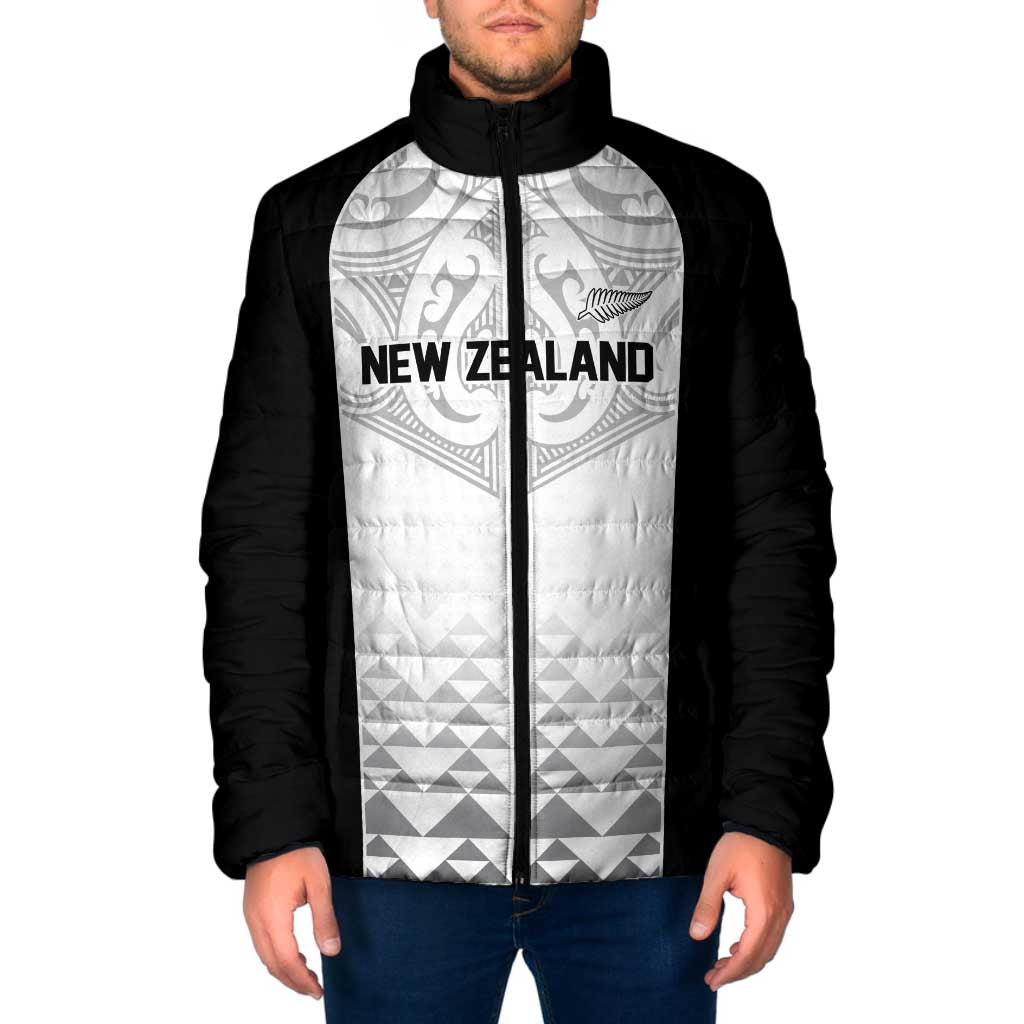 World Football 2026 New Zealand Custom Padded Jacket All White Fern Maori Tribal LT9 Men White - Polynesian Pride