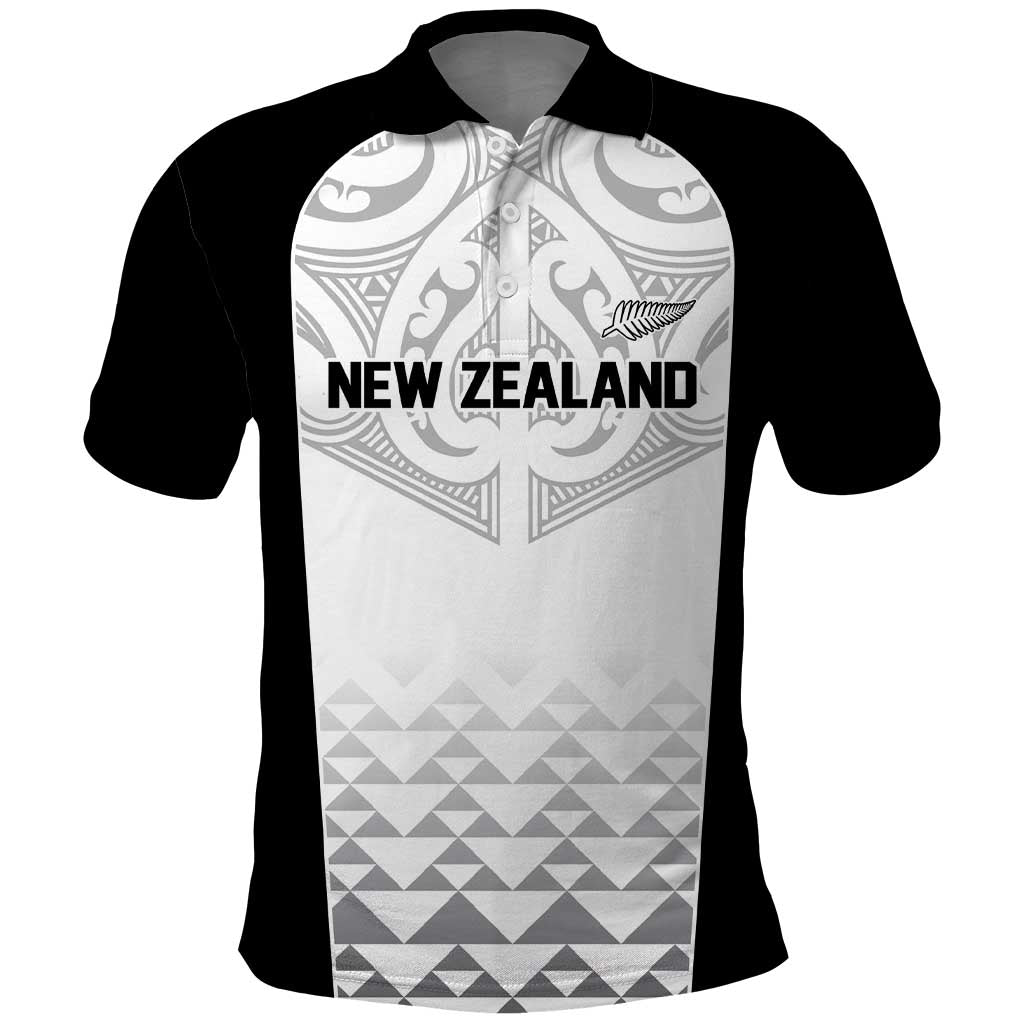World Football 2026 New Zealand Custom Polo Shirt All White Fern Maori Tribal - Polynesian Pride