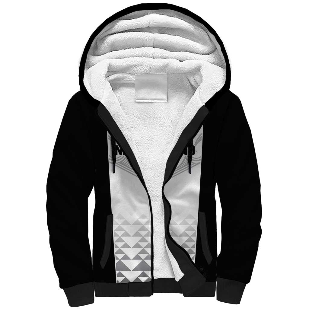 World Football 2026 New Zealand Custom Sherpa Hoodie All White Fern Maori Tribal LT9 Unisex White - Polynesian Pride