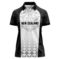 World Football 2026 New Zealand Custom Women Polo Shirt All White Fern Maori Tribal - Polynesian Pride