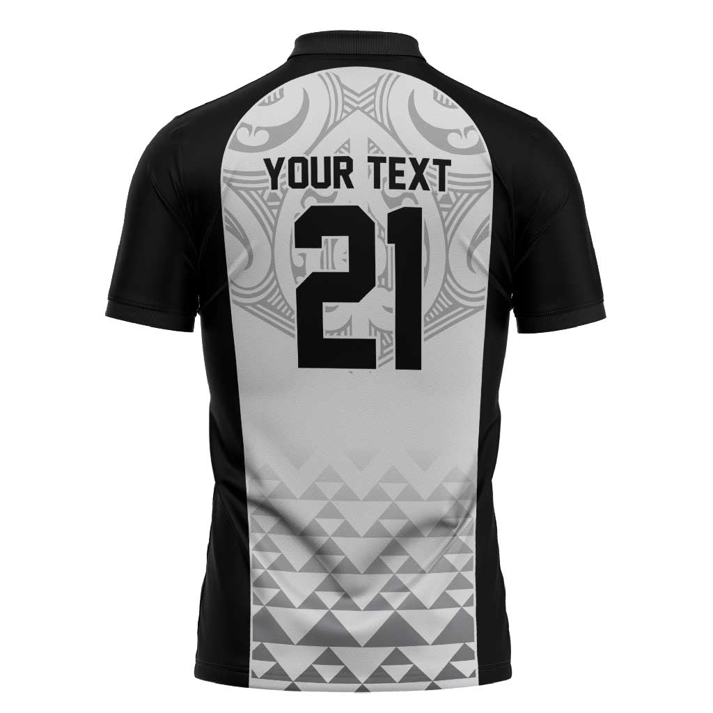 World Football 2026 New Zealand Custom Zipper Polo Shirt All White Fern Maori Tribal - Polynesian Pride