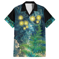 New Zealand Matariki Waipuna-a-rangi Family Matching Tank Maxi Dress and Hawaiian Shirt He Roimata o Rangi LT9 Dad's Shirt - Short Sleeve Black - Polynesian Pride