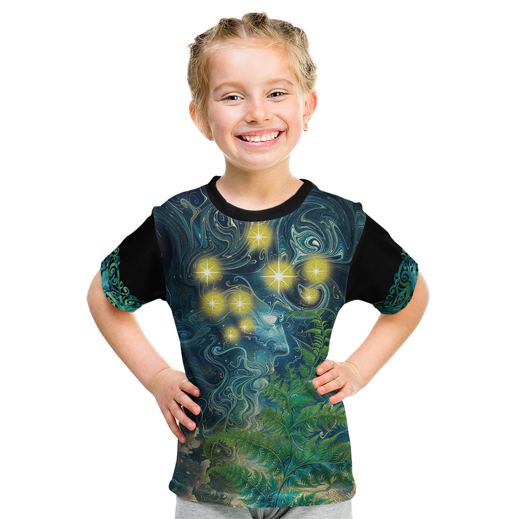 New Zealand Matariki Waipuna-a-rangi Kid T Shirt He Roimata o Rangi LT9 Black - Polynesian Pride