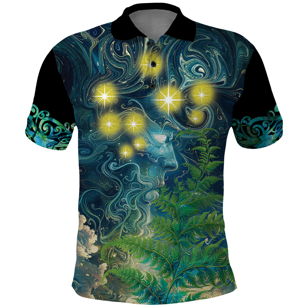 New Zealand Matariki Waipuna-a-rangi Polo Shirt He Roimata o Rangi LT9 Black - Polynesian Pride