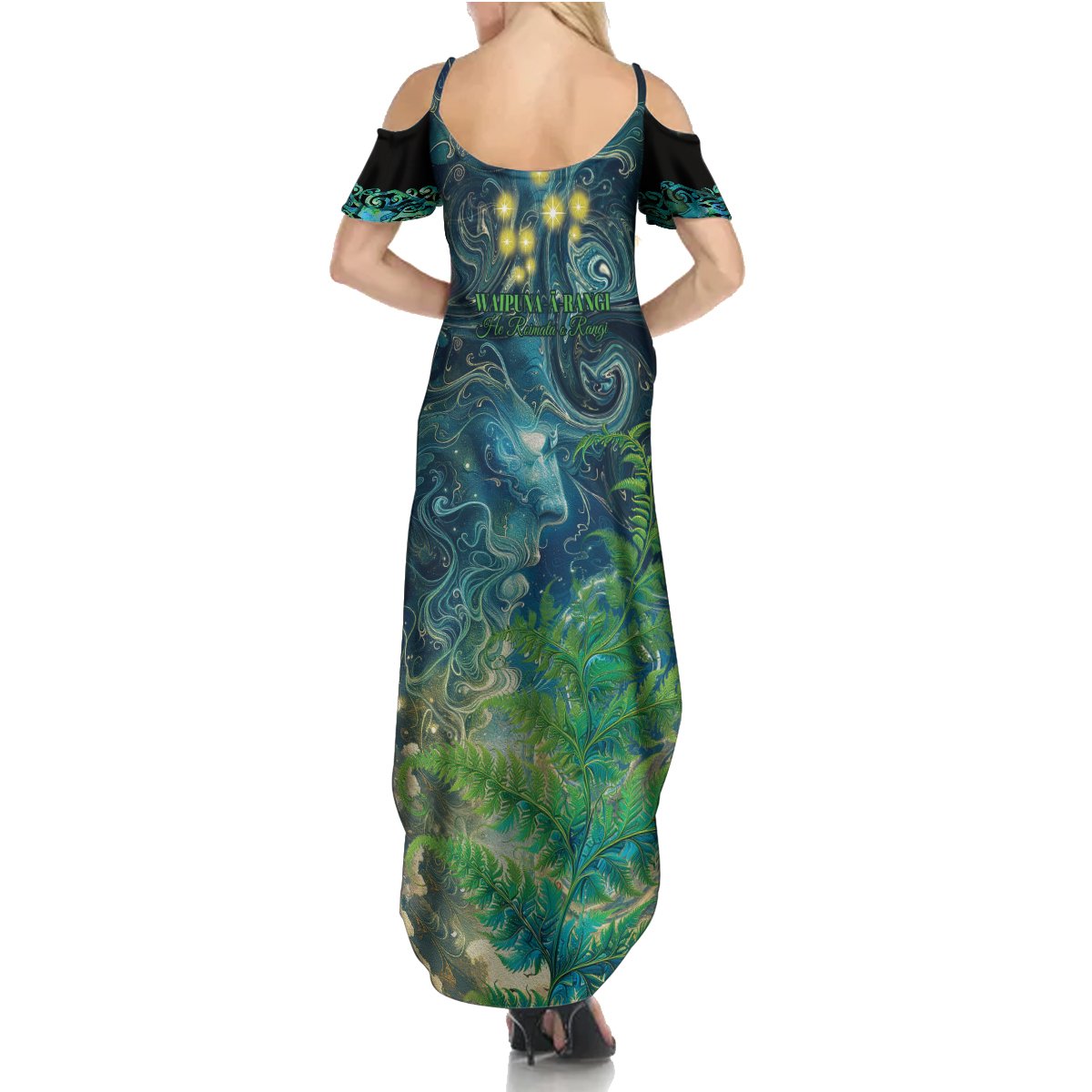 New Zealand Matariki Waipuna-a-rangi Summer Maxi Dress He Roimata o Rangi LT9 - Polynesian Pride