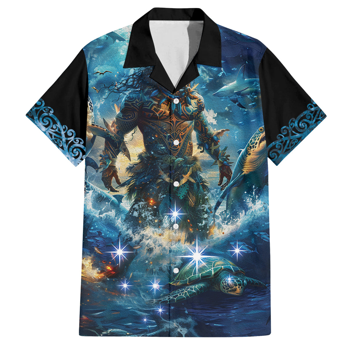 New Zealand Matariki Waita Family Matching Long Sleeve Bodycon Dress and Hawaiian Shirt The Way Of The Water LT9 Dad's Shirt - Short Sleeve Black - Polynesian Pride