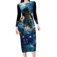New Zealand Matariki Waita Family Matching Long Sleeve Bodycon Dress and Hawaiian Shirt The Way Of The Water LT9 Mom's Dress Black - Polynesian Pride