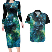 New Zealand Matariki Waiti Couples Matching Long Sleeve Bodycon Dress and Hawaiian Shirt The Beginnings Of Life LT9 Black - Polynesian Pride