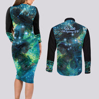 New Zealand Matariki Waiti Couples Matching Long Sleeve Bodycon Dress and Long Sleeve Button Shirt The Beginnings Of Life LT9 - Polynesian Pride