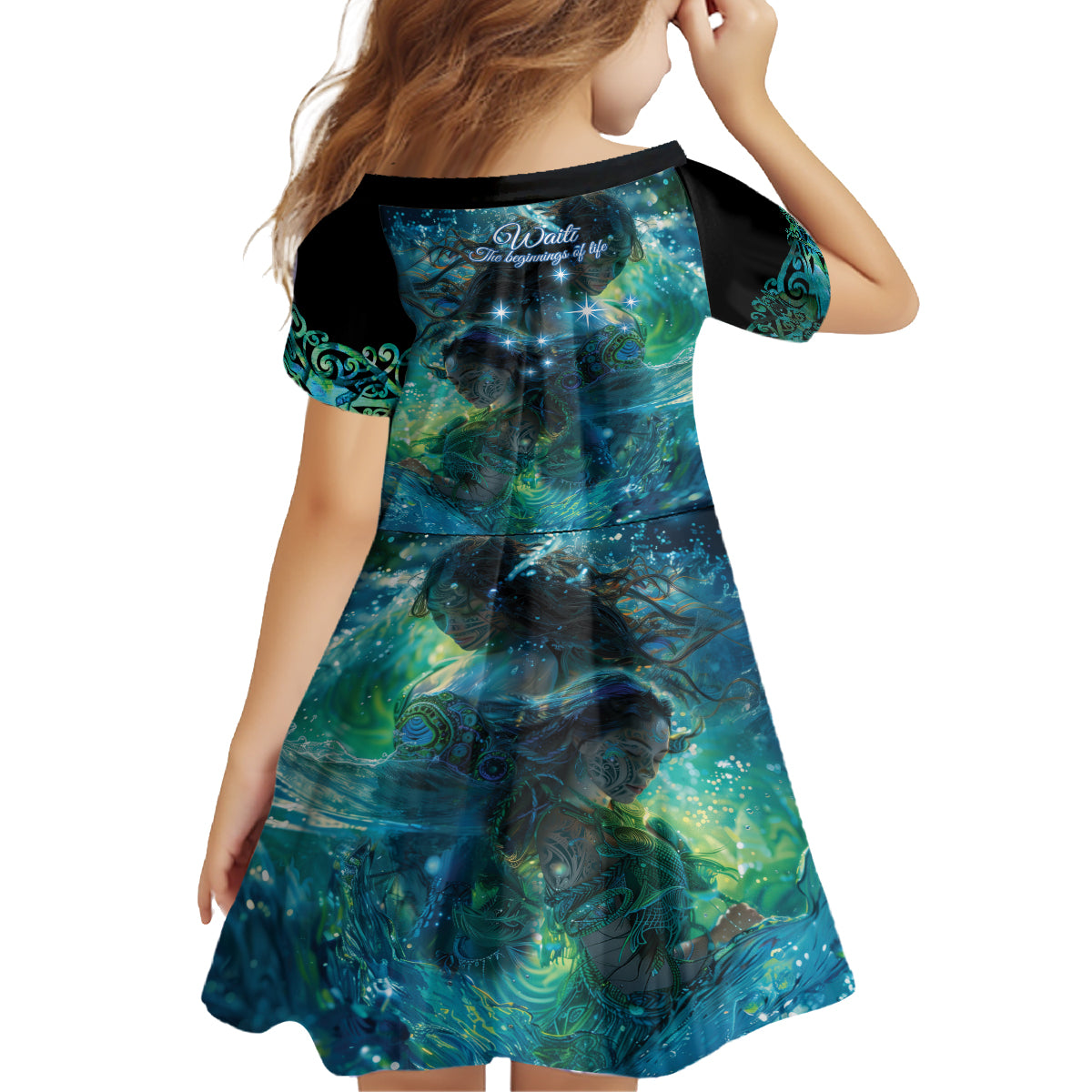 New Zealand Matariki Waiti Family Matching Long Sleeve Bodycon Dress and Hawaiian Shirt The Beginnings Of Life LT9 - Polynesian Pride