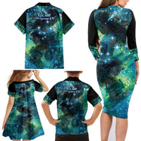 New Zealand Matariki Waiti Family Matching Long Sleeve Bodycon Dress and Hawaiian Shirt The Beginnings Of Life LT9 - Polynesian Pride
