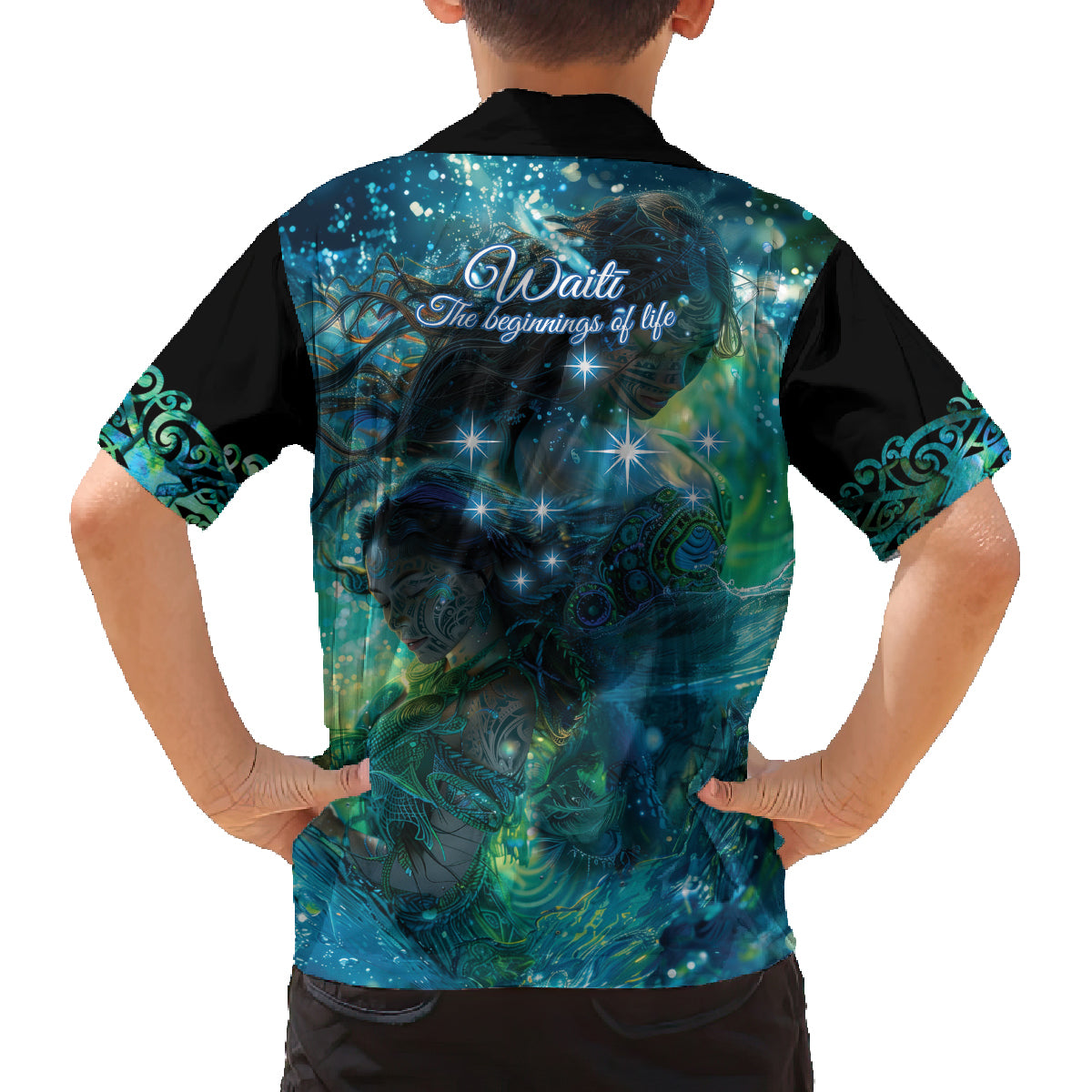 New Zealand Matariki Waiti Family Matching Off Shoulder Maxi Dress and Hawaiian Shirt The Beginnings Of Life LT9 - Polynesian Pride