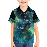 New Zealand Matariki Waiti Family Matching Short Sleeve Bodycon Dress and Hawaiian Shirt The Beginnings Of Life LT9 Son's Shirt Black - Polynesian Pride