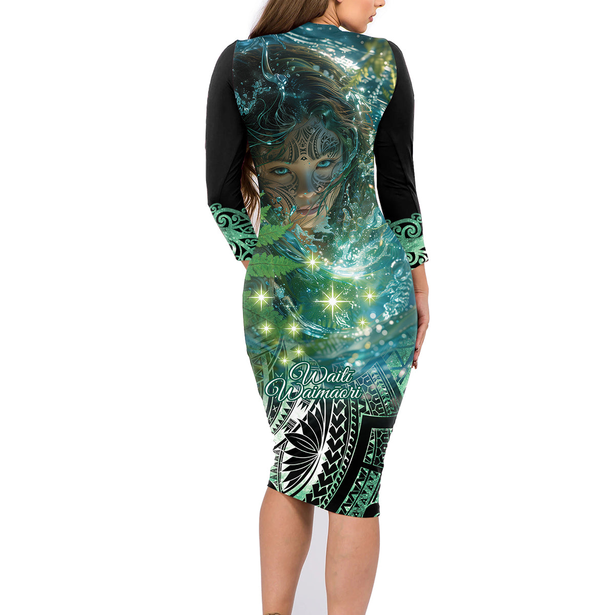 New Zealand Matariki Waiti Family Matching Long Sleeve Bodycon Dress and Hawaiian Shirt Waimori and The Origin Of Life LT9 - Polynesian Pride