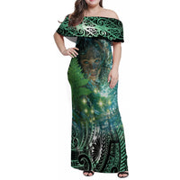New Zealand Matariki Waiti Family Matching Off Shoulder Maxi Dress and Hawaiian Shirt Waimori and The Origin Of Life LT9 Mom's Dress Black - Polynesian Pride