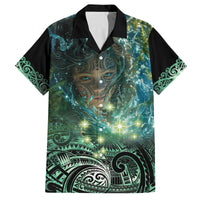 New Zealand Matariki Waiti Family Matching Off Shoulder Short Dress and Hawaiian Shirt Waimori and The Origin Of Life LT9 Dad's Shirt - Short Sleeve Black - Polynesian Pride