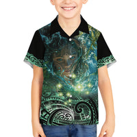 New Zealand Matariki Waiti Family Matching Off Shoulder Short Dress and Hawaiian Shirt Waimori and The Origin Of Life LT9 Son's Shirt Black - Polynesian Pride