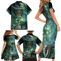 New Zealand Matariki Waiti Family Matching Short Sleeve Bodycon Dress and Hawaiian Shirt Waimori and The Origin Of Life LT9 - Polynesian Pride