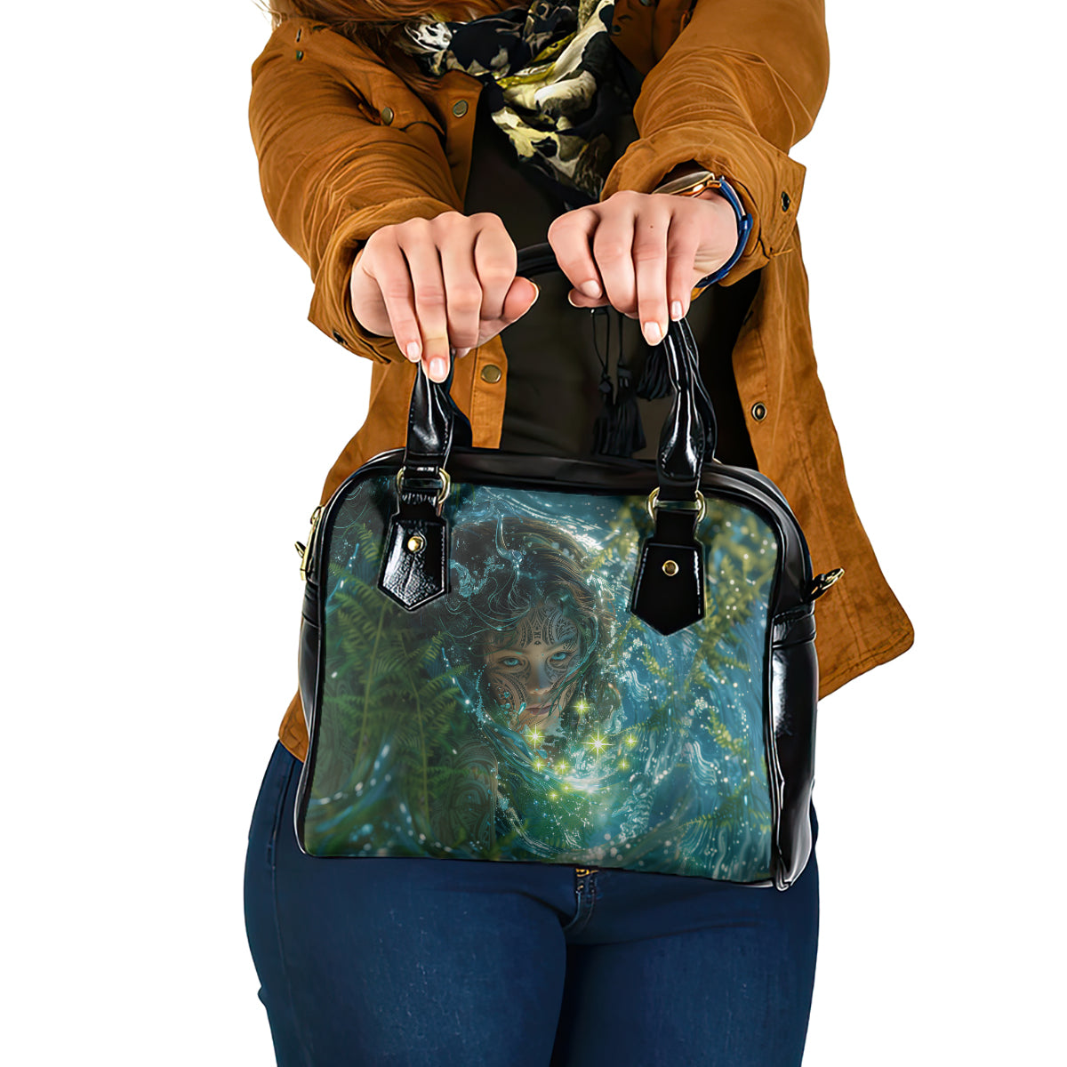 New Zealand Matariki Waiti Shoulder Handbag Waimori and The Origin Of Life LT9 One Size Black - Polynesian Pride