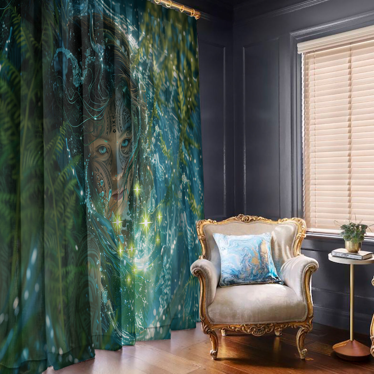 New Zealand Matariki Waiti Window Curtain Waimori and The Origin Of Life LT9 - Polynesian Pride