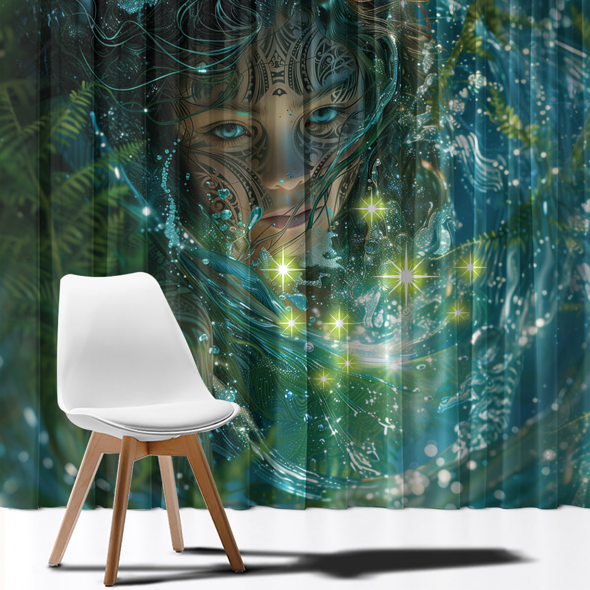 New Zealand Matariki Waiti Window Curtain Waimori and The Origin Of Life LT9 - Polynesian Pride