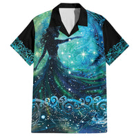 New Zealand Matariki Hiwa-i-te-rangi Family Matching Off Shoulder Maxi Dress and Hawaiian Shirt Titiro ki nga Whetu Wishing Star LT9 Dad's Shirt - Short Sleeve Black - Polynesian Pride