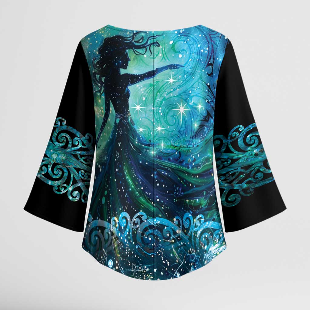 New Zealand Matariki Hiwa-i-te-rangi Kimono Sleeve Blouse Titiro ki nga Whetu Wishing Star - Polynesian Pride