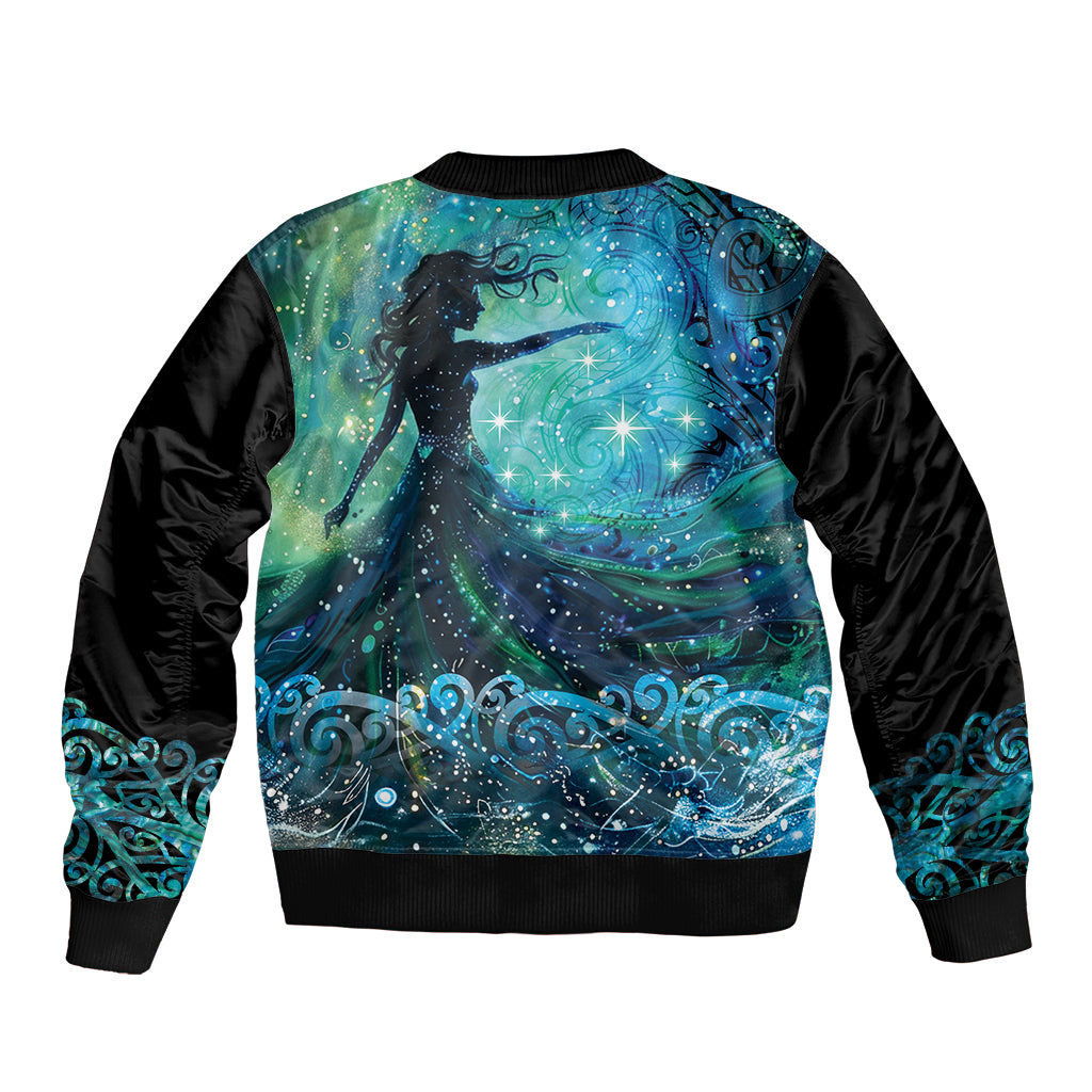 New Zealand Matariki Hiwa-i-te-rangi Sleeve Zip Bomber Jacket Titiro ki nga Whetu Wishing Star LT9 - Polynesian Pride