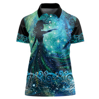 New Zealand Matariki Hiwa-i-te-rangi Women Polo Shirt Titiro ki nga Whetu Wishing Star LT9 Female Black - Polynesian Pride