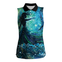 New Zealand Matariki Hiwa-i-te-rangi Women Sleeveless Polo Shirt Titiro ki nga Whetu Wishing Star LT9 Female Black - Polynesian Pride