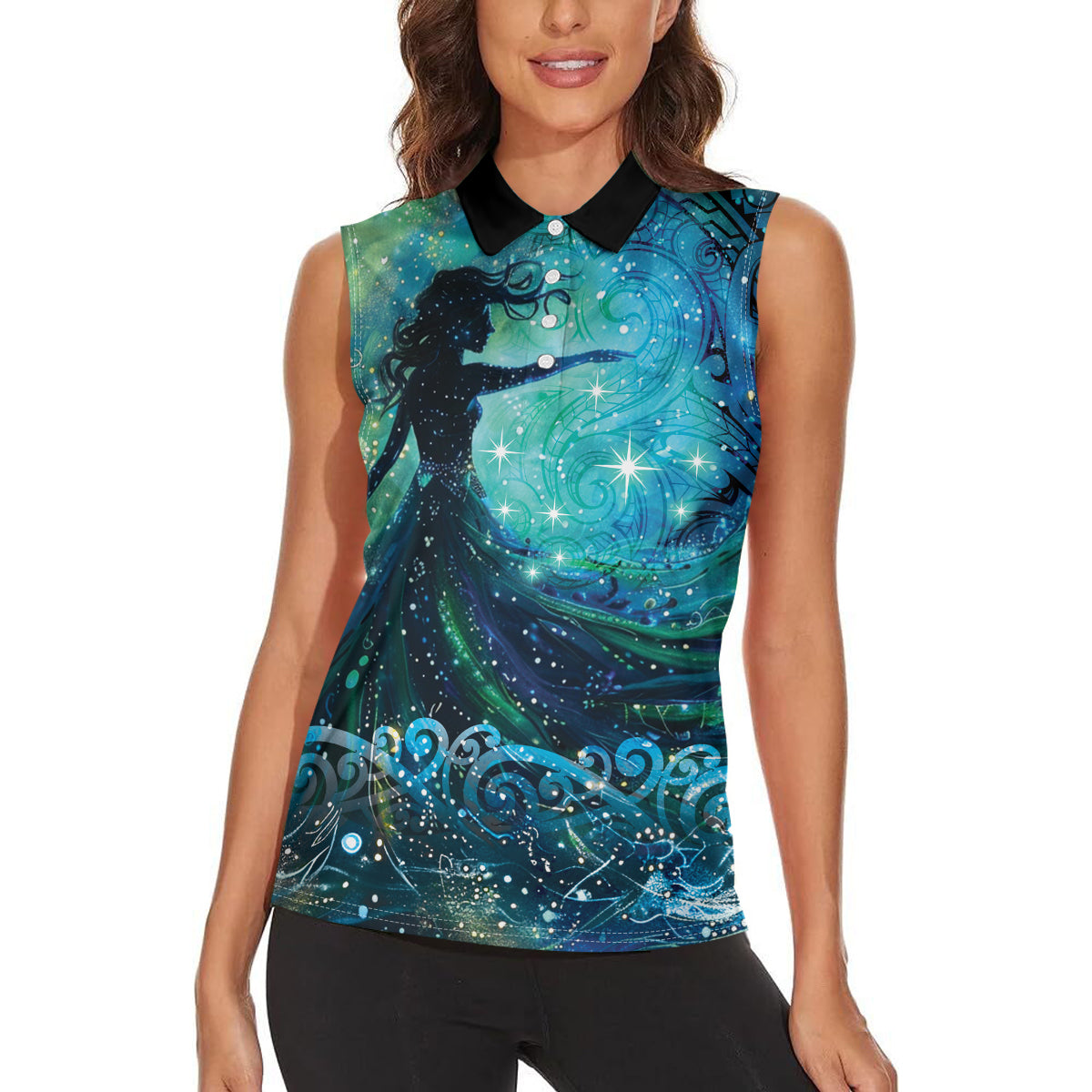 New Zealand Matariki Hiwa-i-te-rangi Women Sleeveless Polo Shirt Titiro ki nga Whetu Wishing Star LT9 - Polynesian Pride