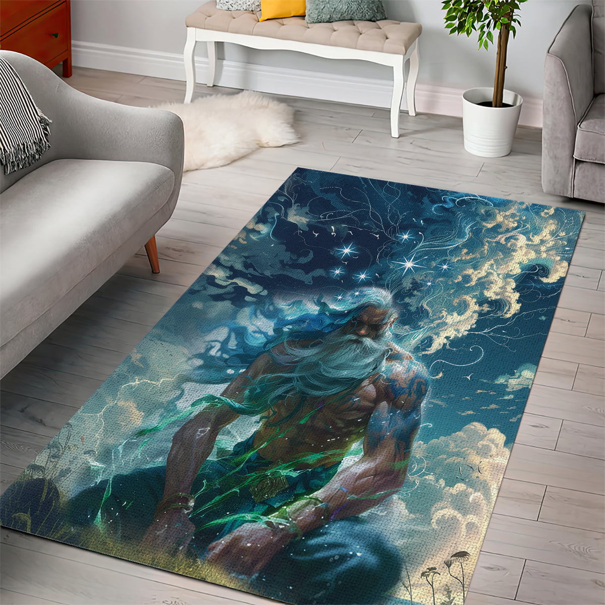 New Zealand Matariki Ururangi Area Rug The Murmur Of The Wind LT9 - Polynesian Pride