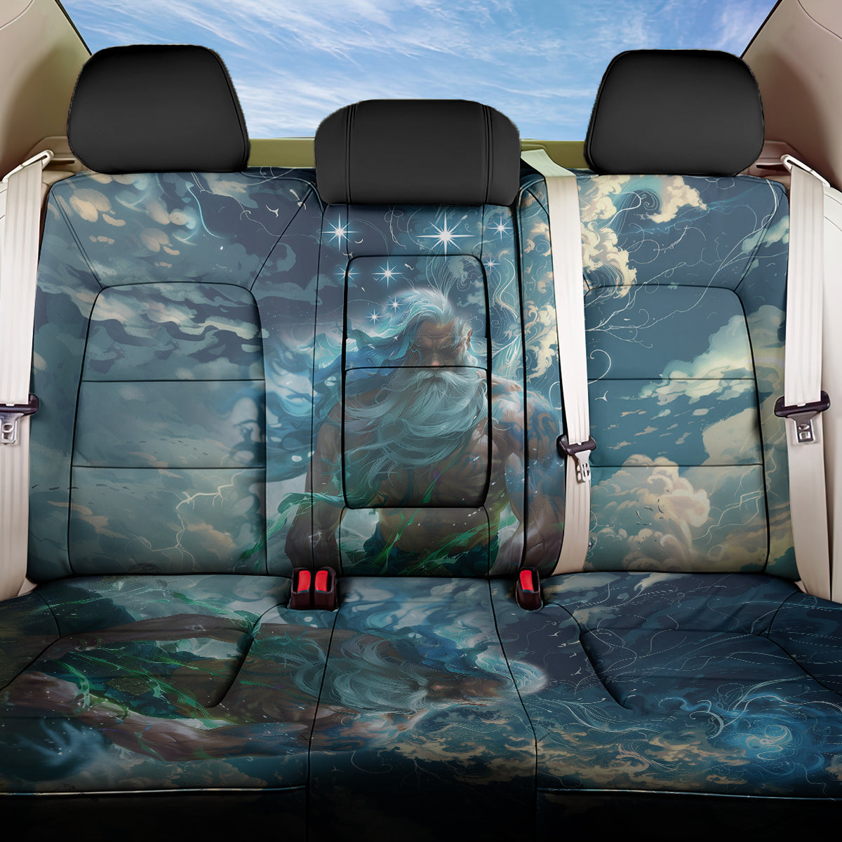New Zealand Matariki Ururangi Back Car Seat Cover The Murmur Of The Wind LT9 One Size Black - Polynesian Pride