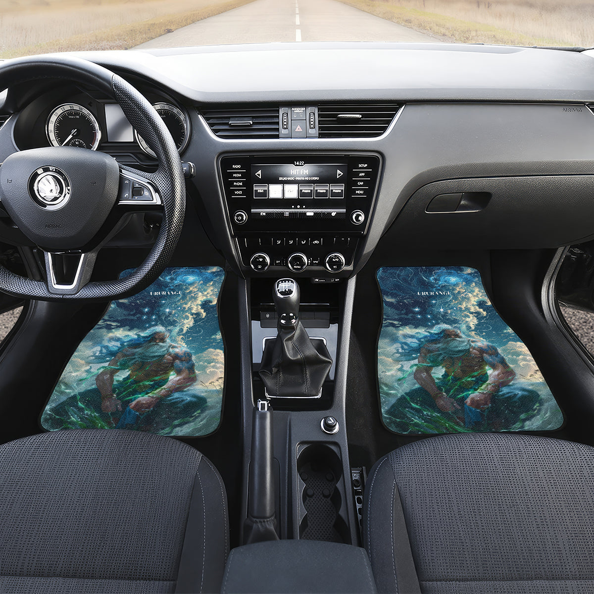 New Zealand Matariki Ururangi Car Mats The Murmur Of The Wind LT9 Set 2pcs - Front Black - Polynesian Pride