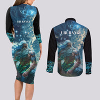 New Zealand Matariki Ururangi Couples Matching Long Sleeve Bodycon Dress and Long Sleeve Button Shirt The Murmur Of The Wind LT9 - Polynesian Pride