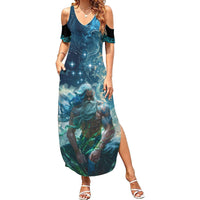 New Zealand Matariki Ururangi Family Matching Summer Maxi Dress and Hawaiian Shirt The Murmur Of The Wind LT9 Mom's Dress Black - Polynesian Pride