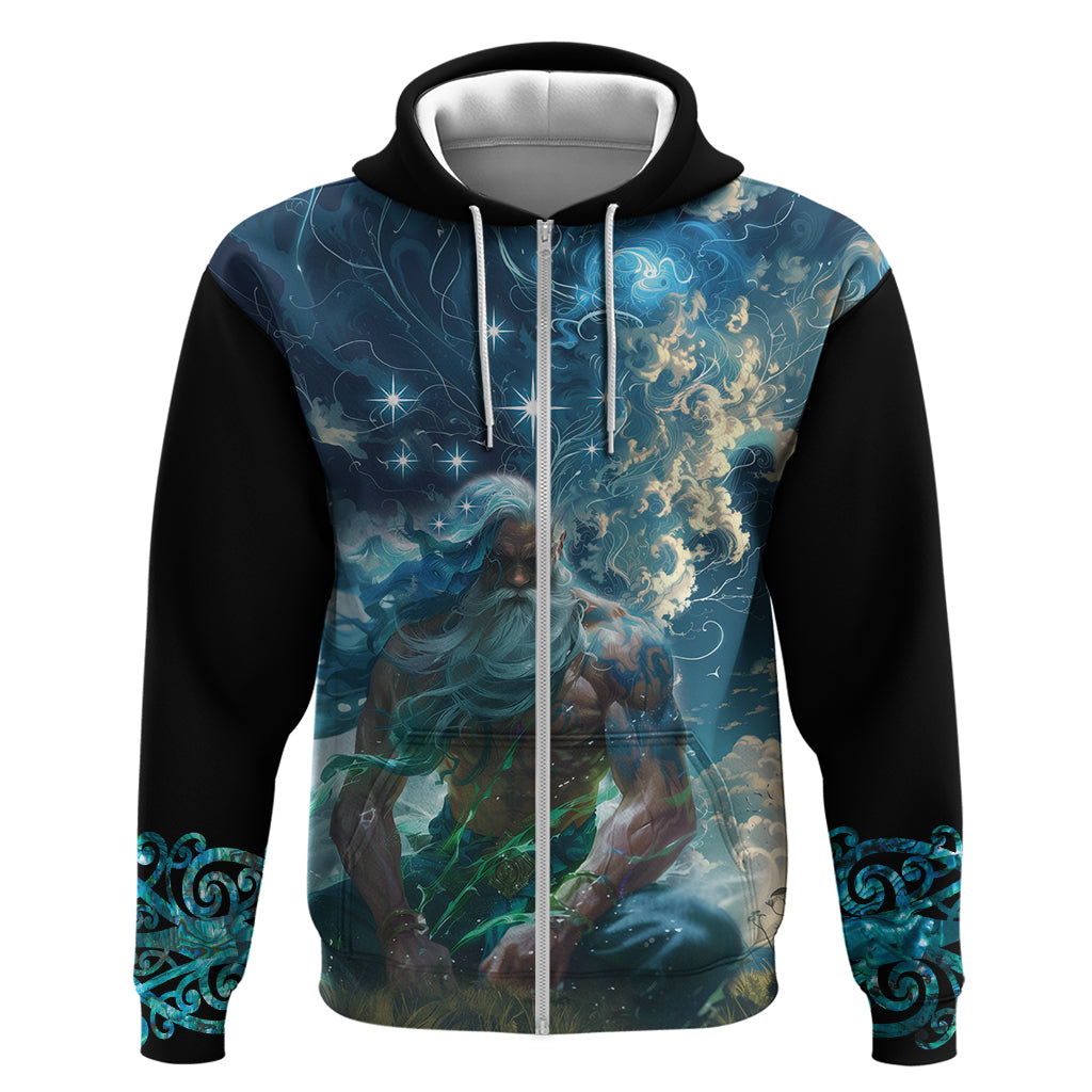 New Zealand Matariki Ururangi Hoodie The Murmur Of The Wind LT9 Zip Hoodie Black - Polynesian Pride