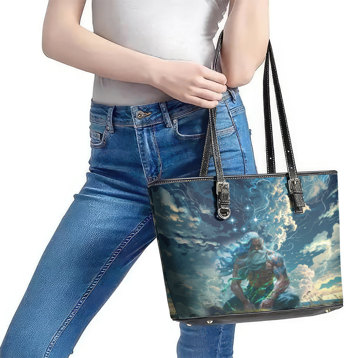 New Zealand Matariki Ururangi Leather Tote Bag The Murmur Of The Wind LT9 - Polynesian Pride